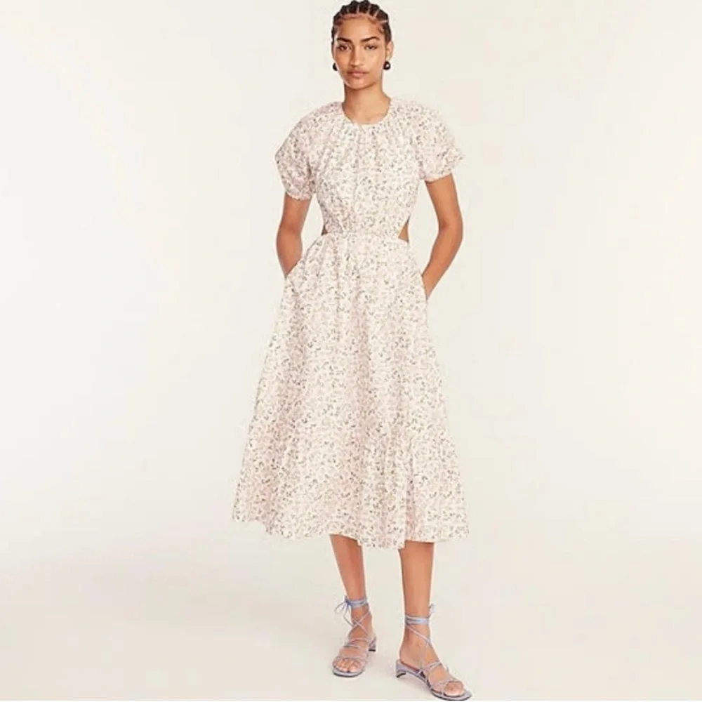 NEW J. Crew Side-cutout cotton poplin dress meadow floral